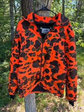 Vintage American Field Weathershield Hunting Jacket Blaze Orange Camo